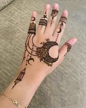 Celestial Chand Mehndi Design